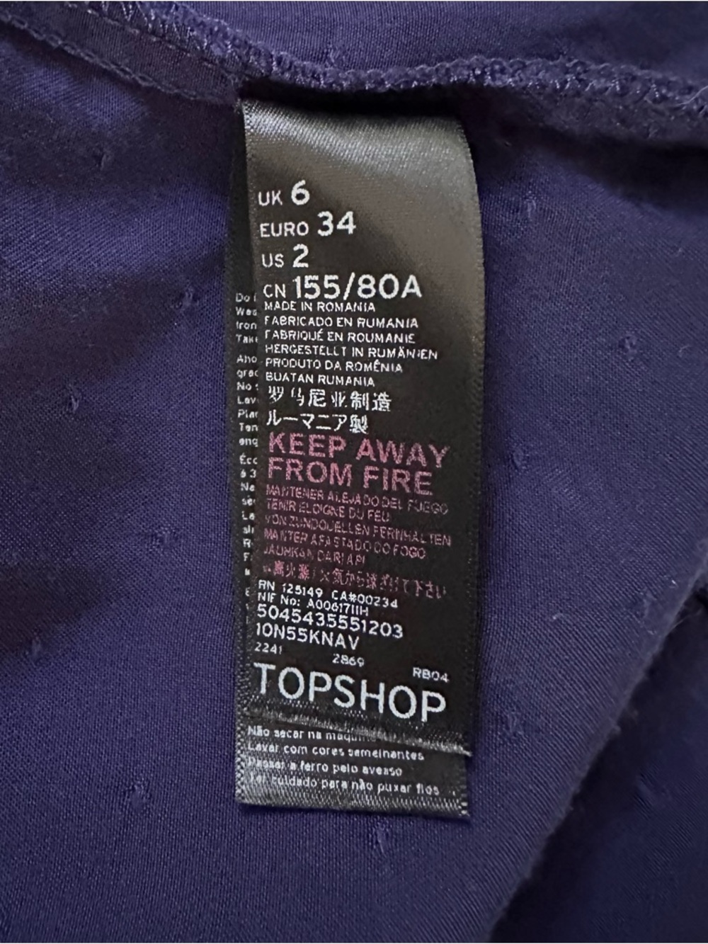 Topshop Navy Polka Dot Shirt Dress Short Sleeve Belted Style (No Belt) Size 2 - Picture 8 of 11